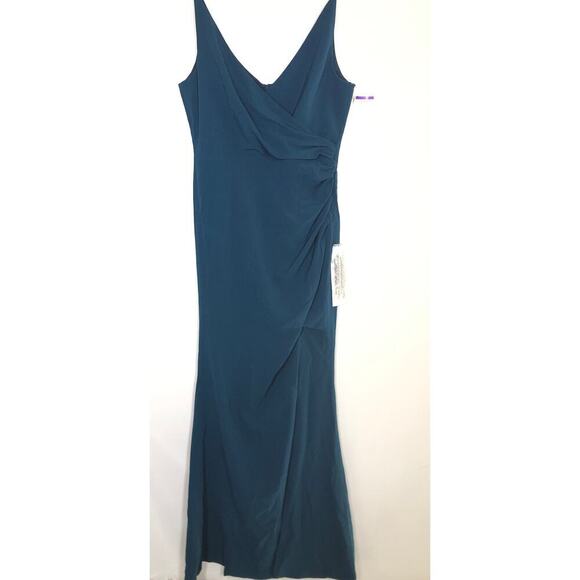 Dress The Population Jordan Gown Sleeveless V-Neck Mermaid Peacock Blue NWT L - Picture 3 of 9
